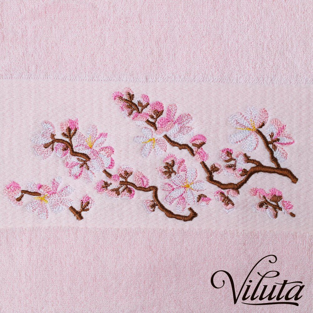 Махровое полотенце Сакура 50х90см, 70x140 см розовое, Хлопок 100%, 70х140 см, 480 г/м.кв., для бани