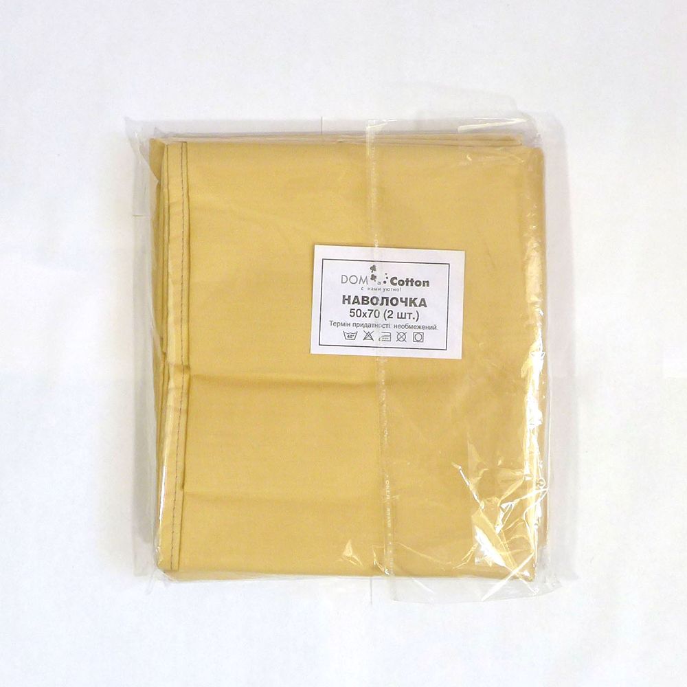 Набір наволочок Dom Cotton сатин жовтий (2 шт), Бавовна 100%, 2, 50х70 см, 50х70 см, сатін, Наволоки