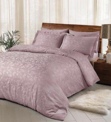 Постільна білизна TAC Brinley Lilac Жаккард, Євро, Бавовна 100%, 240х260 см., 1, 4, 200х220 см., 50х70, 50х70 (+5см), сатин жакард, Фірмова картонна коробка