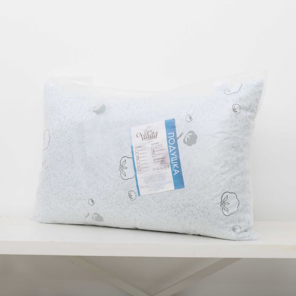 Подушка Viluta микрофибра (рисунок Хлопок), Микрофибра 100%, cиликонизированное волокно, 70х70см, микрофибра, для сна