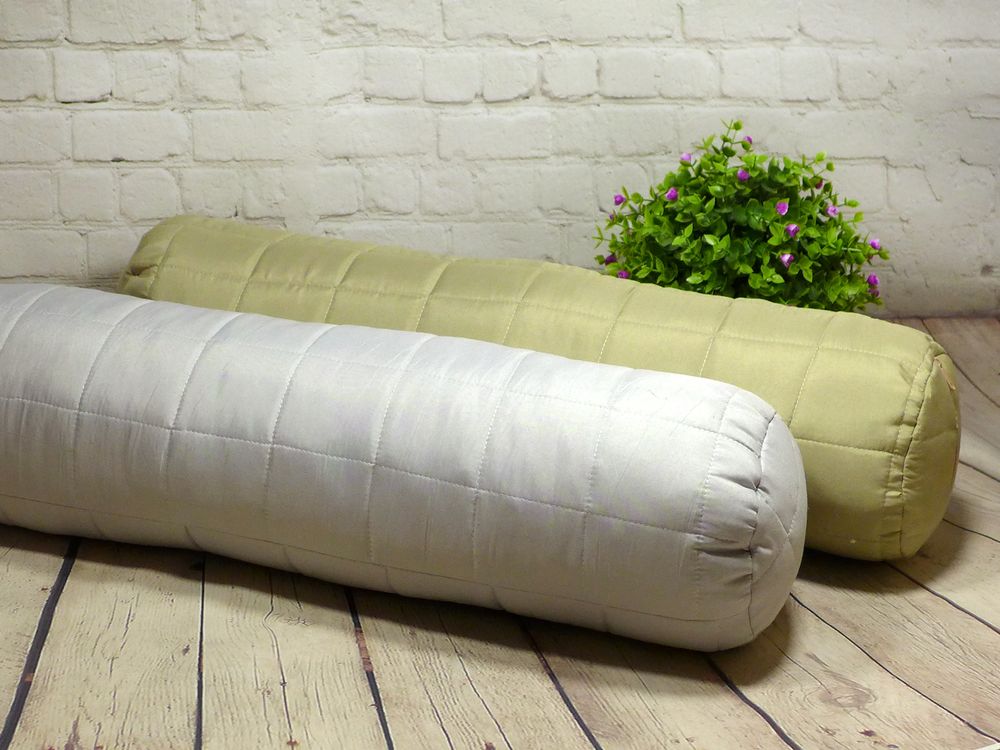 Подушка валик стеганая 65x18 см, Полиэстер 100%, cиликонизированное волокно, 65х18см, полиэстер, для одыха