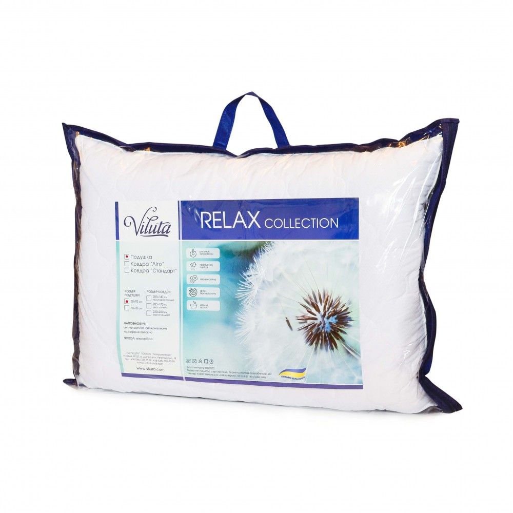 Подушка Viluta Relax, Мікрофібра 100%, силіконізоване волокно, 40х60 см, мікрофібра, для сну
