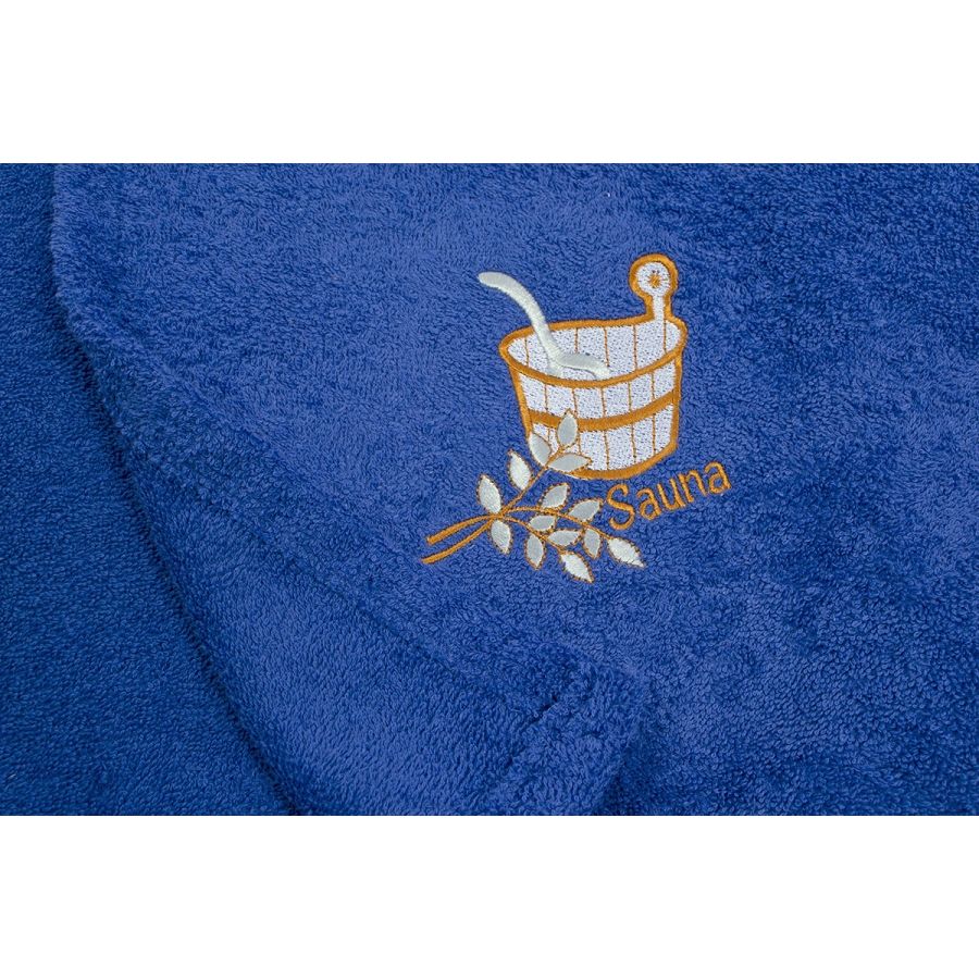 Полотенце для сауны на липучке синее ТМ Lotus, Хлопок 100%, 65х145 см, 350 г/м.кв., для сауны