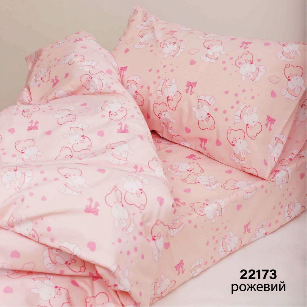 Дитяча постільна білизна в ліжечко ранфорс Вілюта 22173 рожевий, Дитячий, Бавовна 100%, 100х150 см., 1, 1, 105х145 см., 40х60 см, ранфорс, У ліжечко