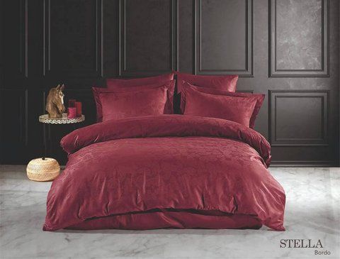 Постільна білизна Fiesta Stella Bordo Жакард, Євро, Бавовна 100%, 240х260 см., 1, 4, 200х220 см., 50х70 см, сатин жакард, Фірмова картонна коробка