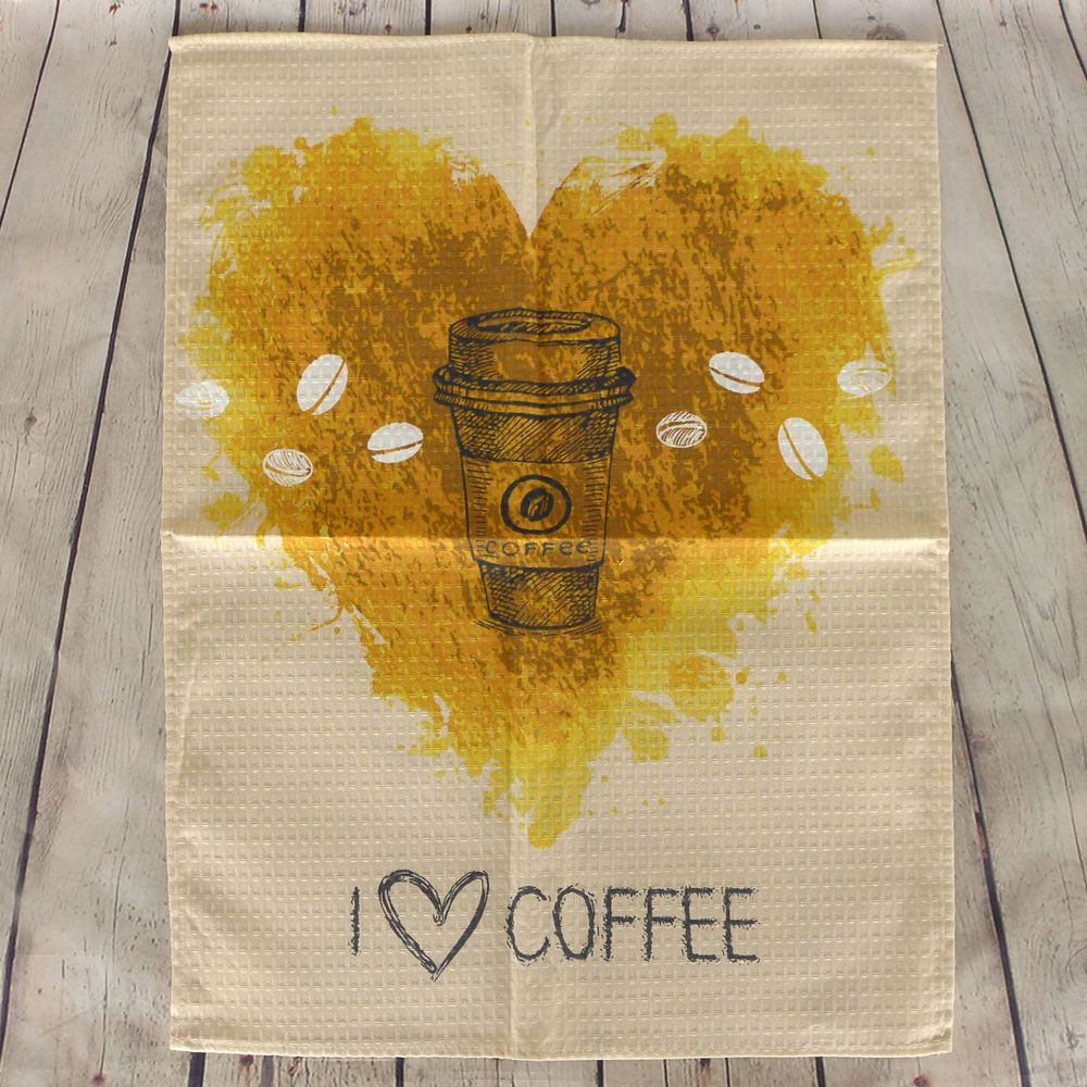 Рушник вафельний 45х60 см "Я люблю каву", Бавовна 100%, 45х60 см