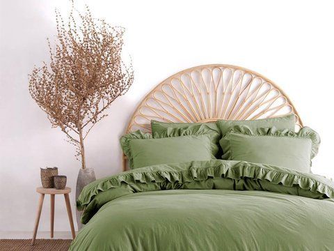 Постельное белье Limasso Exclusive Stonewashed Olive вареный хлопок, Евро, Хлопок 100%, 240х260 см., 1, 2, 200х220 см., 50х70 см, варёный хлопок, Фирменная картонная коробка