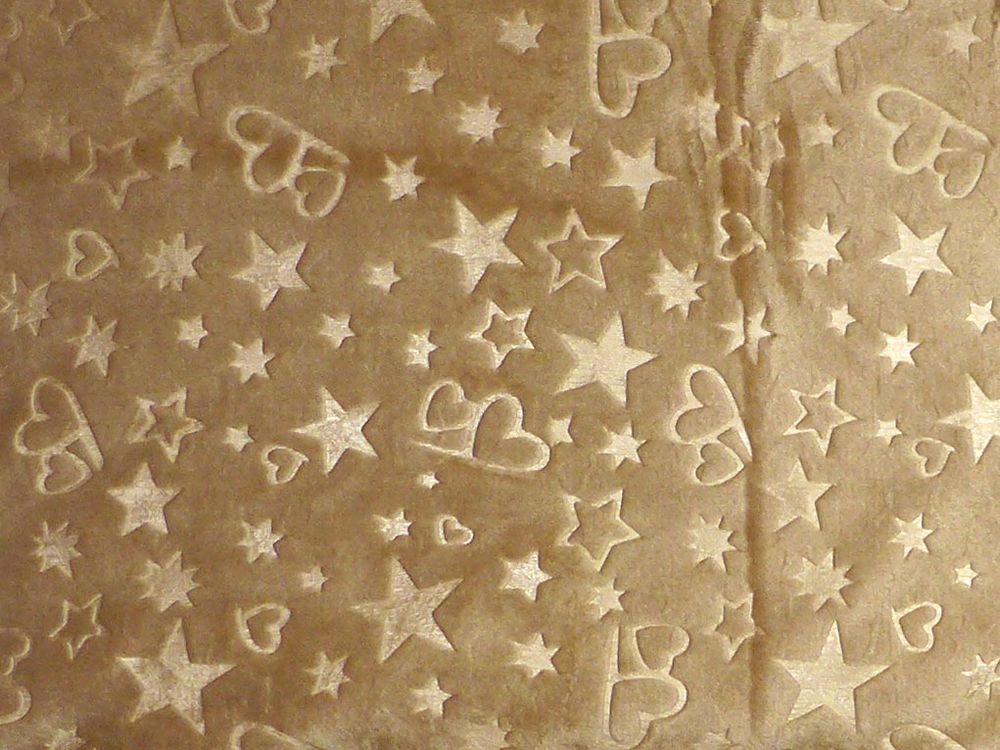 Покрывало Koloco плюшевое Звезды светло-коричневое, Полиэстер 100%, 210х220 см, плюш, Евро, Покрывало