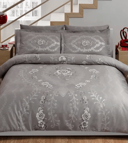 Постільна білизна TAC Louvre Grey Сатин-Delux, Родинний, Бавовна 100%, 240х260 см., 2, 4, 160х220 см., 50х70, 50х70 (+5см), сатин люкс, 300 TC, Фірмова картонна коробка