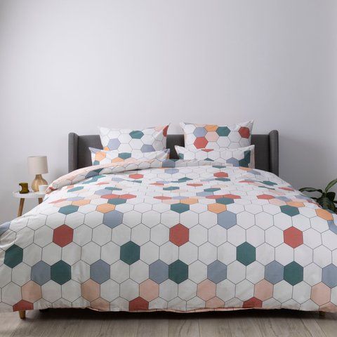 Комплект постільної білизни ТЕП Барвисті соти, 70x70см, Полуторний, Бавовна 100%, 150х214 см., 150х214 см., 70х70 см, ранфорс