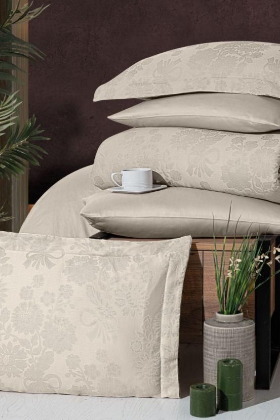 Постільна білизна Сатин Жакард First Choice Herra Cappuccino Євро, Євро, Бавовна 100%, 240х260 см., 1, по 2, 200х220 см., 50х70, 70х70 см, сатин жакард, Фірмова картонна коробка