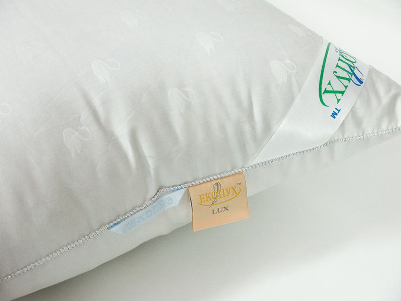 Подушка Экопух Lux 100/0 50х70 см, Хлопок 100%, пух, перо, 50х70см, тик, для сна