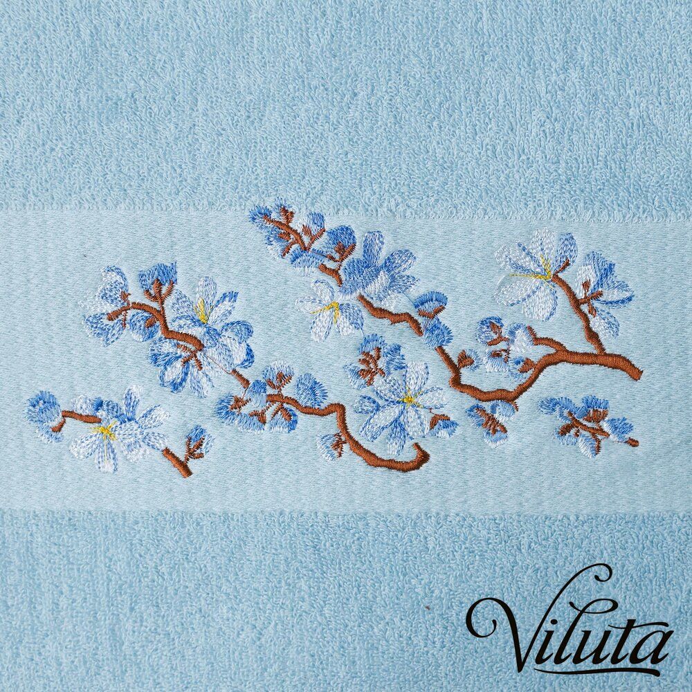 Махровое полотенце Сакура голубое, Хлопок 100%, 50х90 см, 480 г/м.кв., для лица