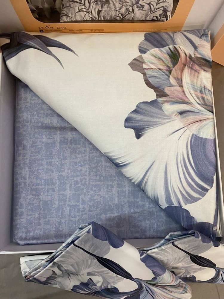 Постільна білизна TAC Sarina Mor Сатин, Родинний, Бавовна 100%, 230х260 см., 2, 2, 160х220 см., 50х70 см, сатин, 220 TC, Фірмова картонна коробка