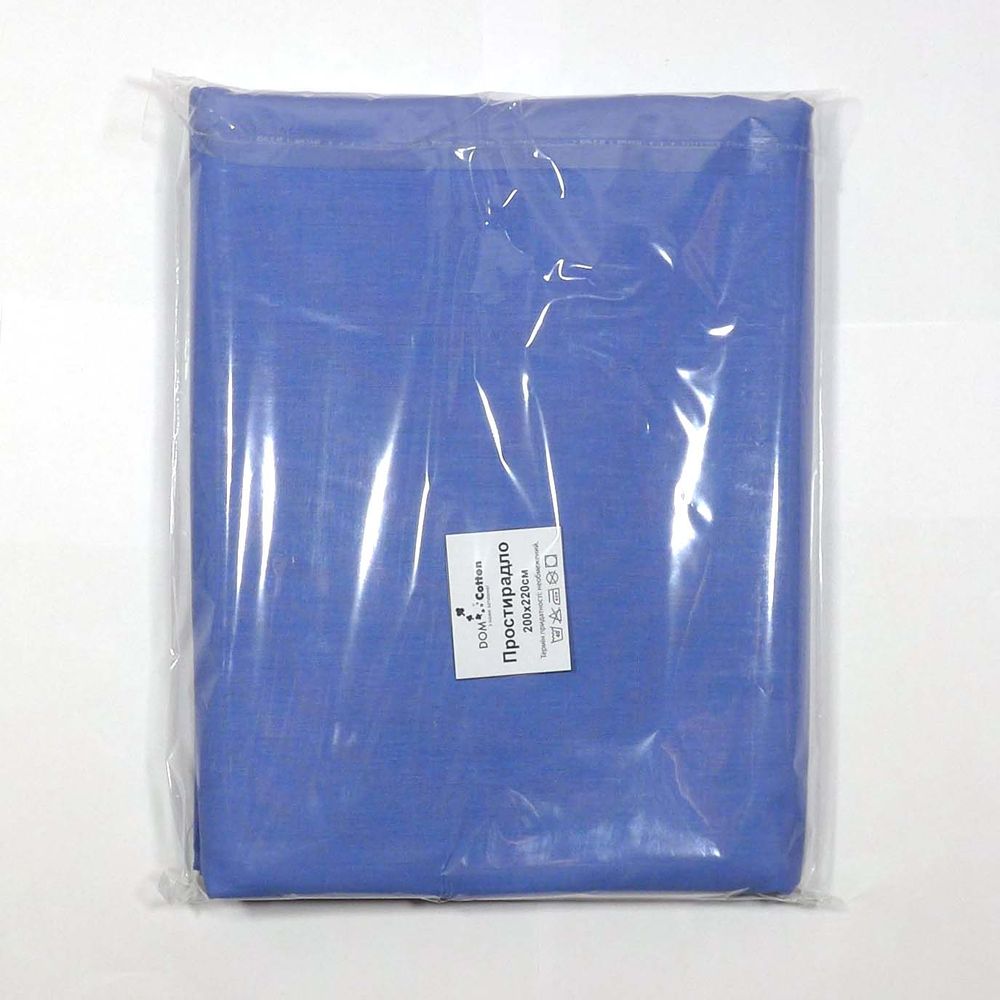 Простынь Dom Cotton бязь люкс синяя (1 шт), Хлопок 100%, 150х220 см., 150х220 см, бязь люкс, Простынь
