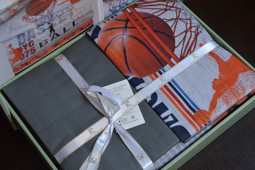 Підлітковий комплект ранфорс First Choice Basketball, Підлітковий, Бавовна 100%, 180х220 см., 1, по 1, 160х220 см., 50х70, 70х70 см, ранфорс, Фірмова картонна коробка