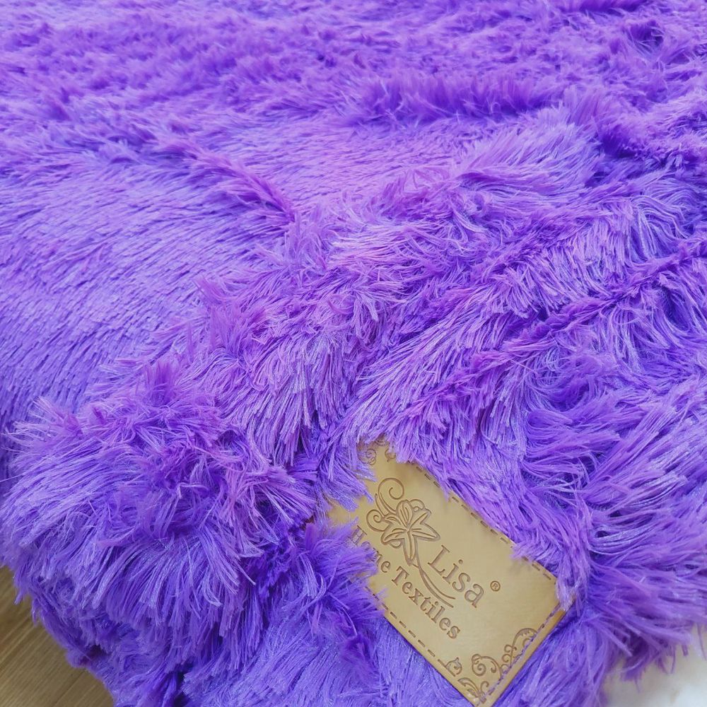 Плед покрывалотравка євро меховое евро Lisa ярко-фиолетовый, Полиэстер 100%, 210х220 см, искусственный мех, Евро, Покрывало