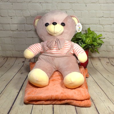 Плюшевий Ведмідь із пледом 100x140см Colorful Home фіолетовий, Поліестер 100%, 43х40см, плюш, Іграшка + плед